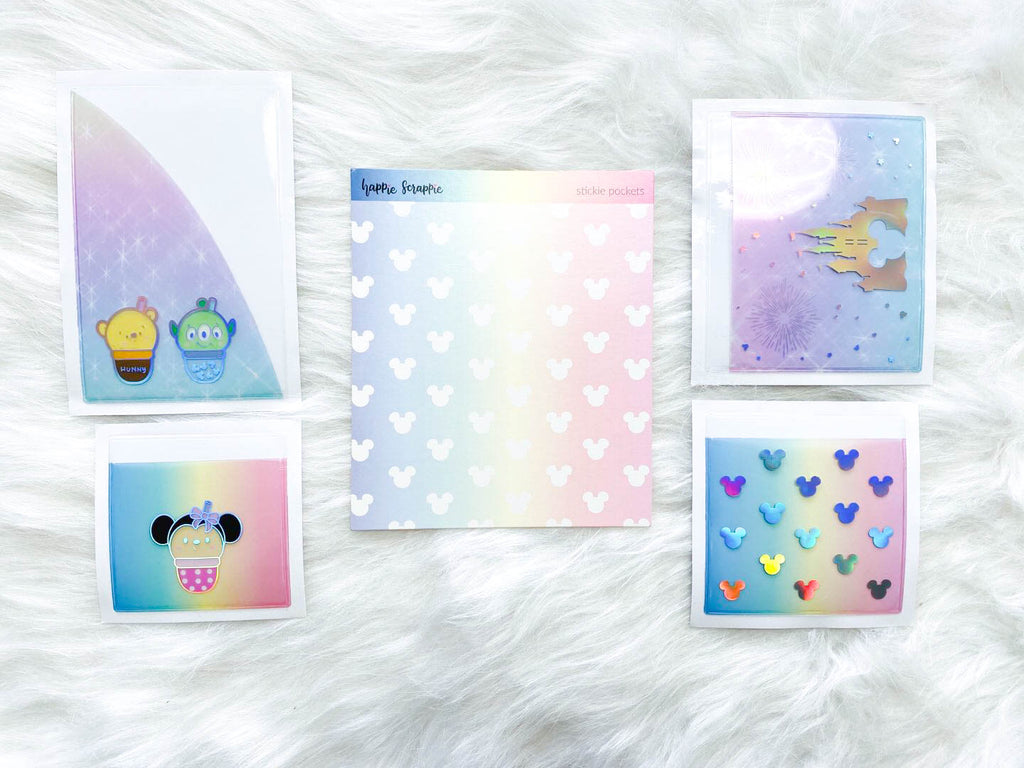 Stickie Pockets : Magic Mouse //Holo Silver Foil (Set of 4)