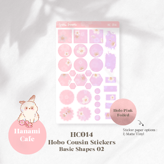 Hobo Cousin Sticker : Hanami Cafe // Holo Pink Foiled (HC011 - HC025)