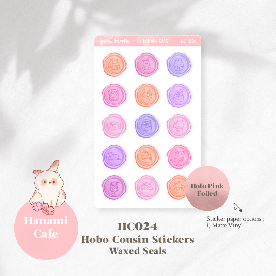 Hobo Cousin Sticker : Hanami Cafe // Holo Pink Foiled (HC011 - HC025)