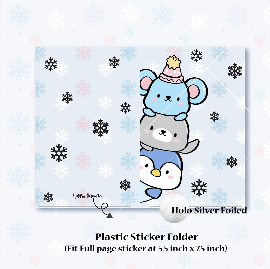 Jumbo Sticker Folder : Cozy Winter // Winter Animals (Holo Silver Foiled)