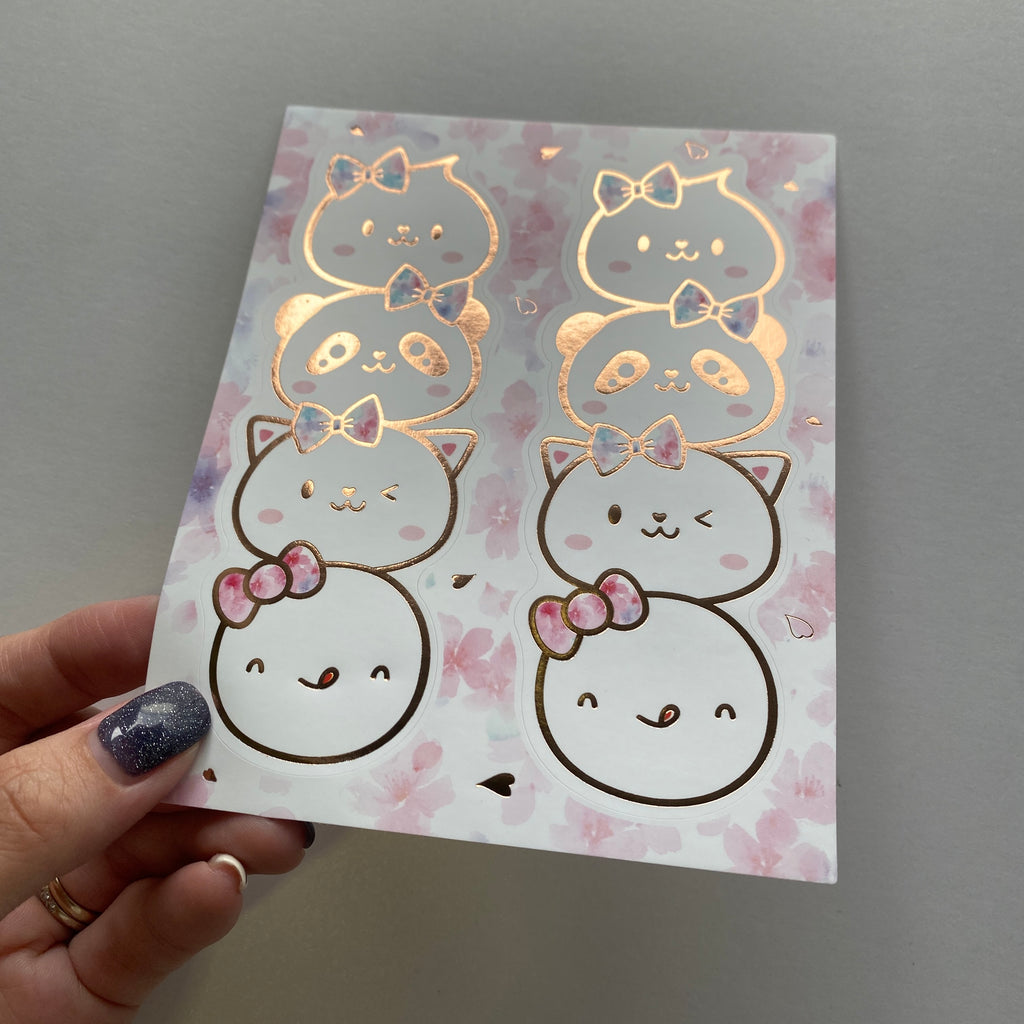 Foiled Stickers : Cherry Blossom // Big Elements (Stacked Animals)