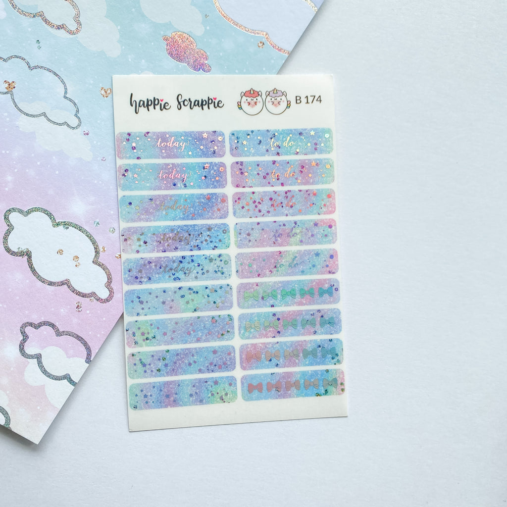 Planner Stickers : Magical Wishes - Holo Silver Foiled Header (B174)