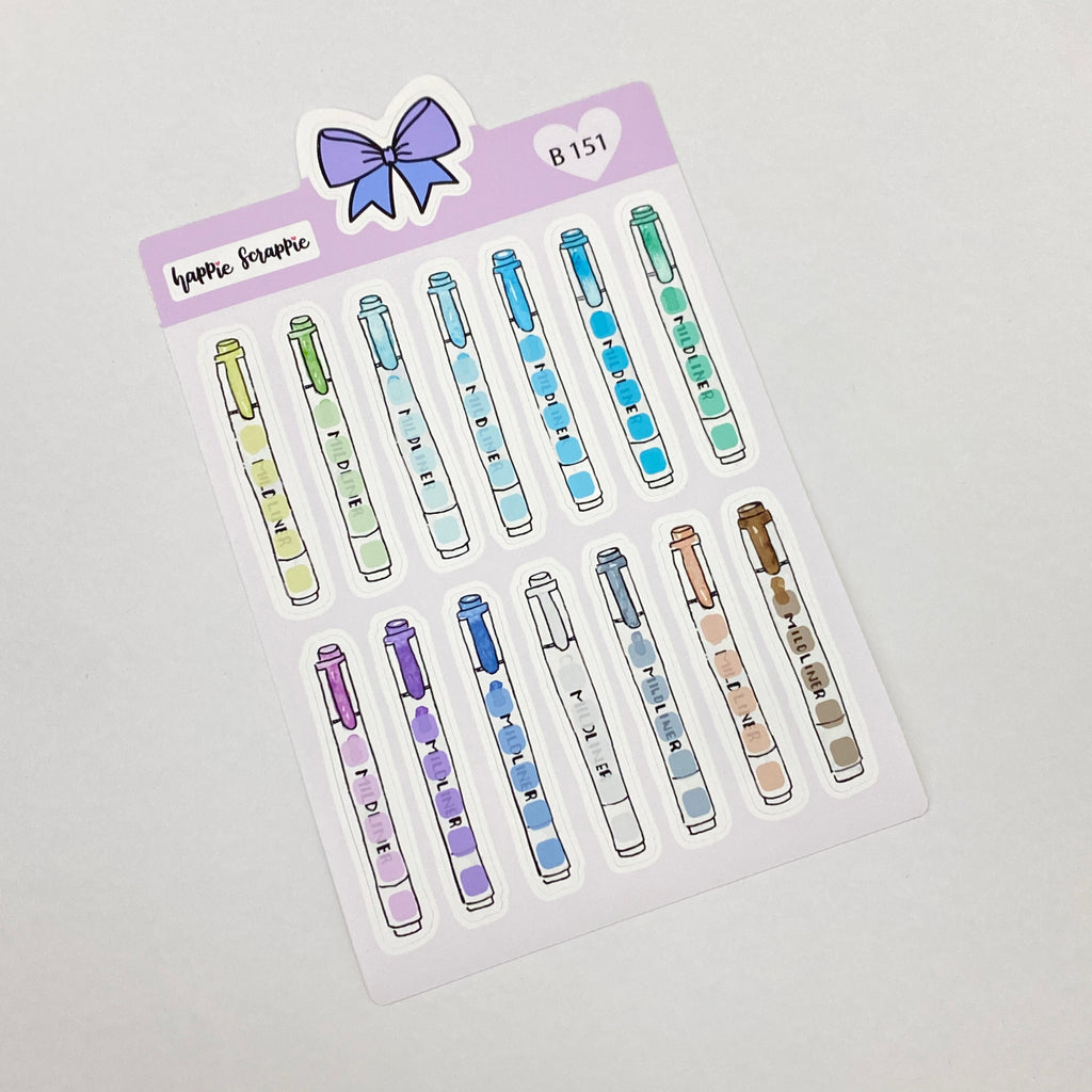 Planner Stickers :  Blue Mildliner Checklist (B151)