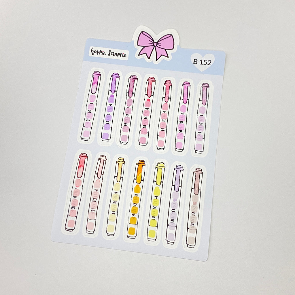 Planner Stickers :  Pink Mildliner Checklist (B152)