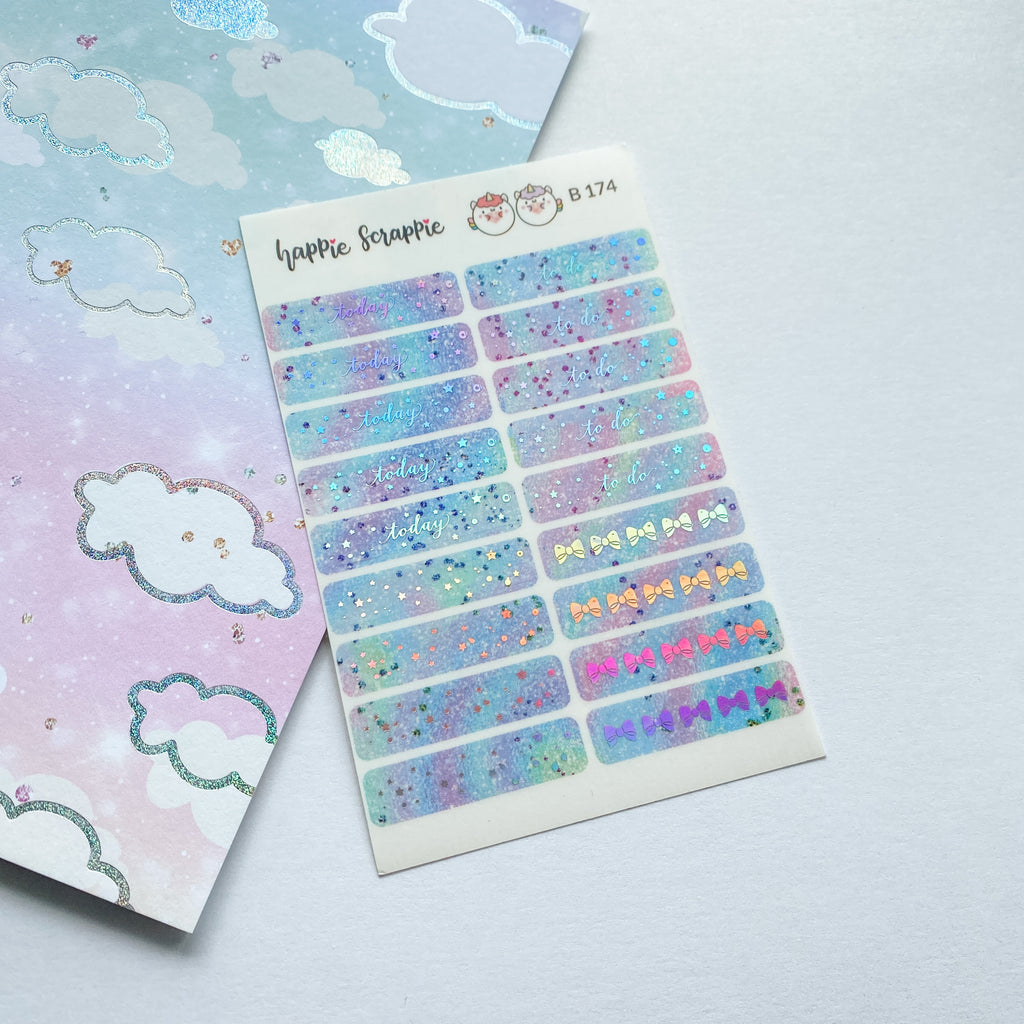 Planner Stickers : Magical Wishes - Holo Silver Foiled Header (B174)