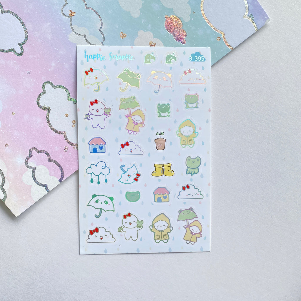 Planner Stickers : Spring Shower  // Foiled Elements (B395)