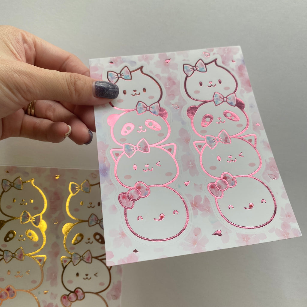 Foiled Stickers : Cherry Blossom // Big Elements (Stacked Animals)