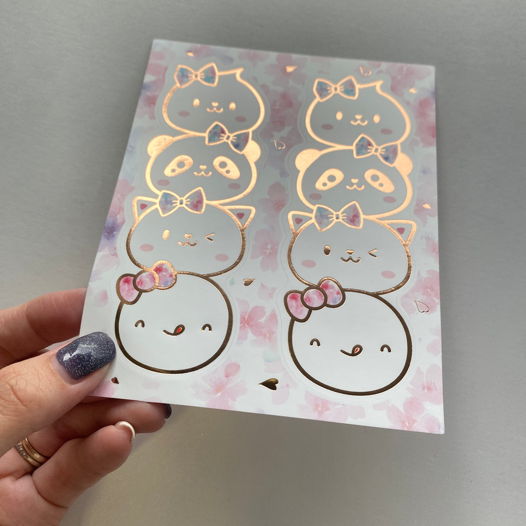 Foiled Stickers : Cherry Blossom // Big Elements (Stacked Animals)
