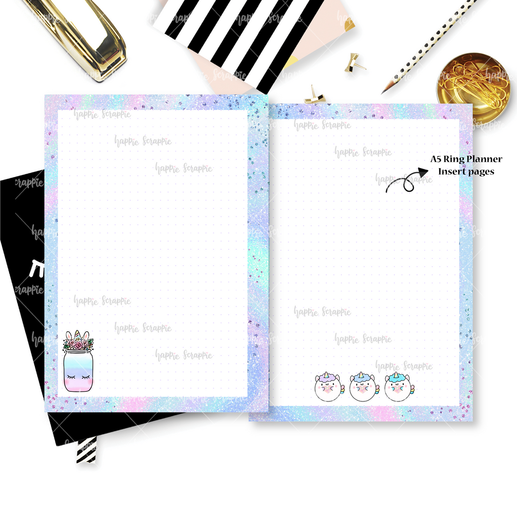 Rings Planner Inserts - Magical Wishes (Unicorn) // Dotted