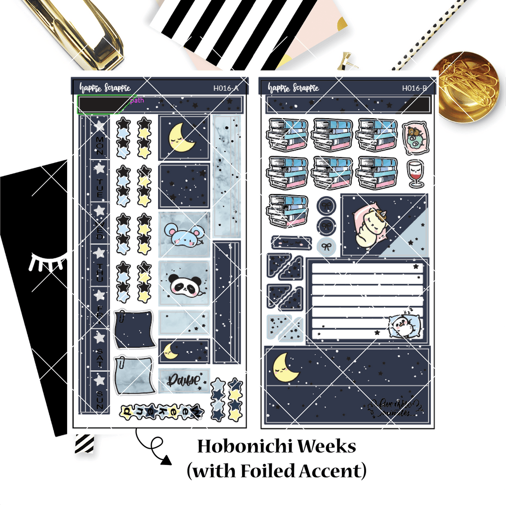 Hobonichi Weeks Sticker Kit - Sleepy // H016 - Foiled Stickers