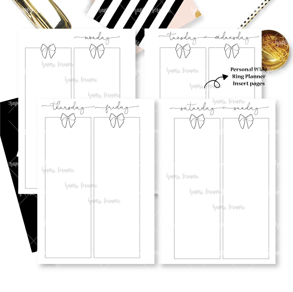 A6 (Rings) Planner Inserts - Hello Bowtiful // Vertical Weekly